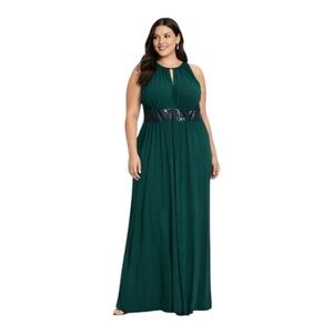R&M Richards Emerald Sequin Waist Formal Evening Dress Plus Size 18W NWT